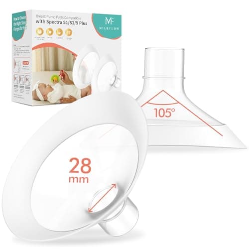 Image of 2PCS 28mm Breast Flanges for Medela Breast Pump, 105° Wide Angle Soft Flex Rim, Compatible with Pump in Style, Symphony, Freestyle, Sonata, Maxflow, Lansinoh Signature Pro,28MM