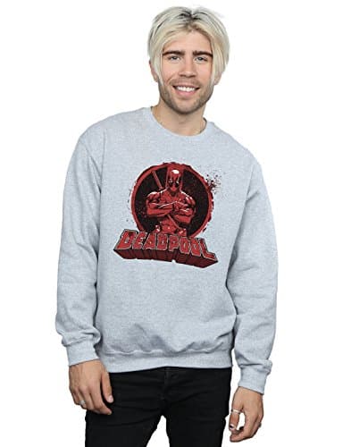 Image of Marvel Men's Deadpool Crossed Arms Logo Sweatshirt Sport Grey Medium