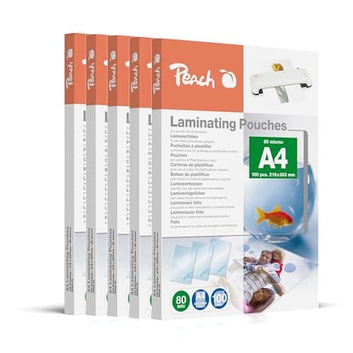 Image of Peach PP580-02 A4 Laminator, 80 Micron, Pack of 5 x 100 - Jumbo Pack for Spar Tarif