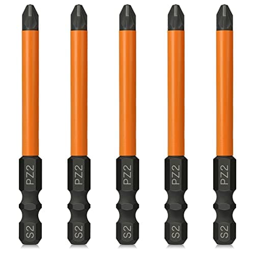 Image of Hakkin PZ2 Impact Screwdriver Driver Bits Set 5Pcs 75mm Pozidriv POZI Heavy Duty 1/4” Hex Shank Pozidriv Drive Bit Cross Screw Driver Power Drill Bit Compatible with Dewalt Milwaukee Bosh