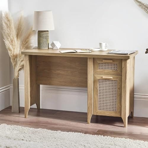 Image of Julian Bowen Sydney Desk - Faux Rattan Effect