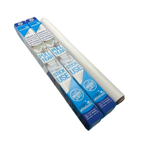 Image of 2 Rolls of Magic Whiteboard Sheets - A1 Static & Portable White Board for Walls, Doors, Windows, Fridges, & Glass - Easy Clean, Plain White Dry Erase Board for School & Office. 25 Sheets per roll