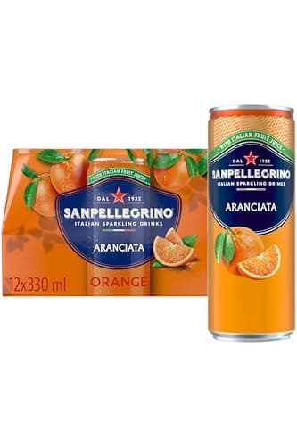 Image of San Pellegrino Italian Sparkling Drinks Tastefully Light Sparkling Orange Canned Soft Drink 12 x 330ml | 64k Cals per Can