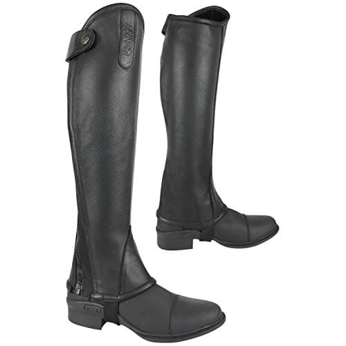 Image of AK Curved Zip Full Grip Leather Horse Riding Half Chaps AKRS-1013 (Black, 2XL)