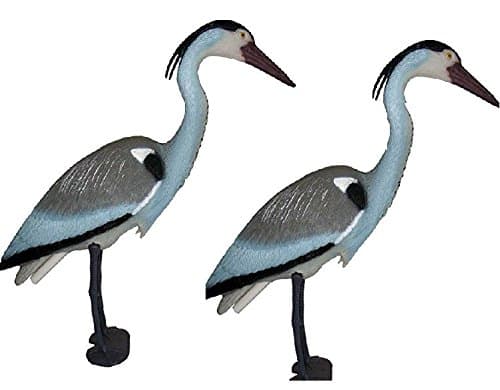 Image of Unibos | NATURAL Looking Heron Bird Decoy | Pack of 2 | Bird Deterrent Scarers For Garden Ponds & Fisheries | Standing Grey Heron | Weatherproof - 78CM