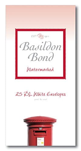 Image of Basildon Bond Luxury Peel and Seal Envelopes 20 Pack for A4 Writing Pad - White, Size DL