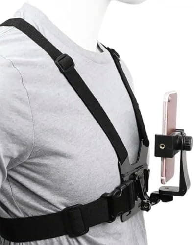 Image of ORCO Chest Mount Harness and Backpack Shoulder Strap Mount with 360° Rotating Phone Clip for Action Cameras and Smartphones (4-7 inches), Adjustable POV Filming Accessories for Hiking and Cycling