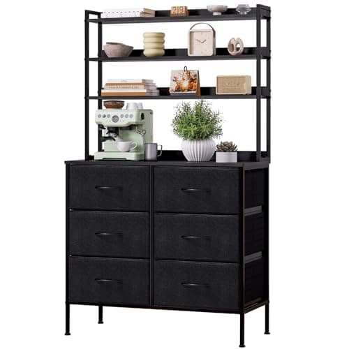 Image of Mintnook Chest of Drawers, Fabric Dresser with 6 Drawers, Tall Chest of Drawers with Open Storage Shelf, 3-in-1 Storage Organizer Unit for Bedroom, Living room, Kids room, Closet, Black
