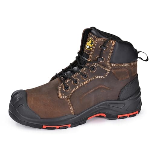 Image of SAFETOE Safety Boots M-8552 Mens Wide Fit Non-steel Composite Toe Work Boots ESD Anti-static Water Resistant Cow Leather Heavy Duty Anti-nail Composite Plate Anti-slip Pu Rubber Sole S3 SRC