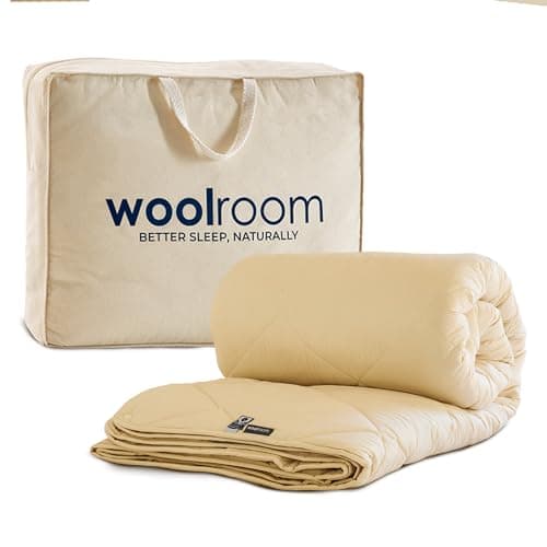 Image of WOOLROOM Deluxe Washable Wool 3-in-1 Customisable Duvet Double 2-15 Tog - Natural Certified Anti Allergy Moisture Wicking - Organic Cotton Cover (200tc) - 30 Night Sleep Trial, W200 x L200
