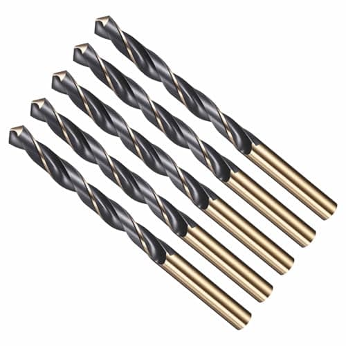 Image of CoCud Drill Bit, 9mm Cutting Diameter, 4341 HSS Jobber Bits Gold and Black 118° Cutting Angle - (Applications: for Drilling Plastic Wood Soft Metal), 5-Pieces