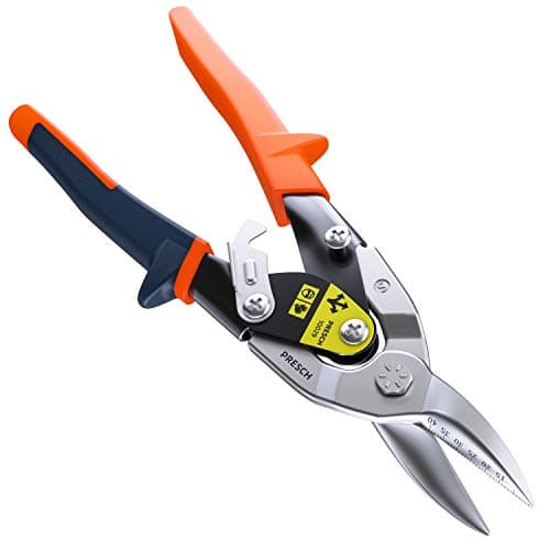 Image of Presch Tin Snips Straight Cut - Heavy Duty Aviation Snips - Drywall Construction Tool for CW and UW Mouldings, Metal Cutting, etc. - Tin Cutter with Lever Transmission