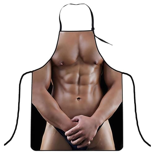 Image of MUNSKT 1PC Funny Apron,Prank Xmas Apron For Men Gift, BBQ Baking Chef Cooks Cooking Sexy Novelty Pinafore (brown)