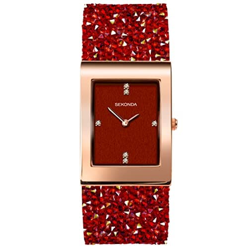 Image of Sekonda Rocks Ladies 26mm Quartz Watch in Red with Analogue Display, and Red Rock Crystal Bracelet 40463