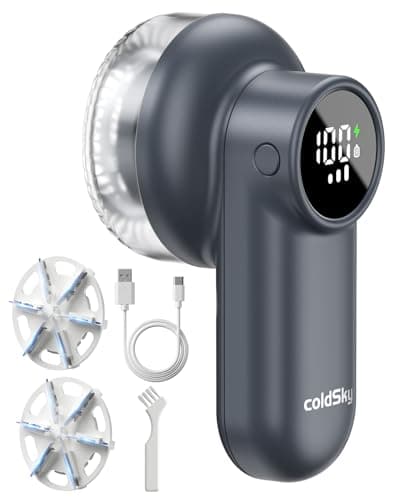 Image of coldSky Rechargeable Fabric Shaver, Lint Shaver with Digital Display, Sweater Shaver with 6-Leaf Blades and Safety Lock, 3-Speeds Defuzzer Remove Fuzz, Pills from Clothes, Furniture, Sofa, Dark Gray