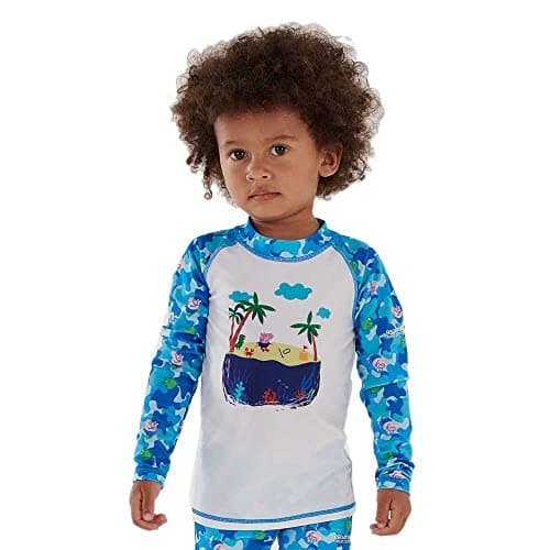 Image of Regatta Peppa Rash Suit One Piece Swimsuit, Cool Aqua/White, 3-4 Jahre