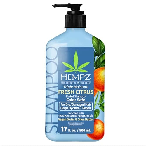 Image of Hempz Biotin Hair Shampoo - Growth & Strengthening for Dry, Damaged, Color-Treated - Hydrating, Softening, Moisturizing Shampoo w/Natural Hemp Seed Oil & Shea Butter 17 Fl OZ, Peach & Grape Fruit