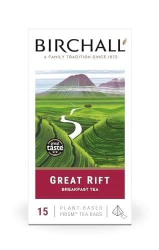 Image of Birchall Great Rift Breakfast Blend Tea Bags, English Breakfast Tea Bursting with Full Flavour, Perfect Vegan Gifts, 15 Plant-Based Prism Tea Bags