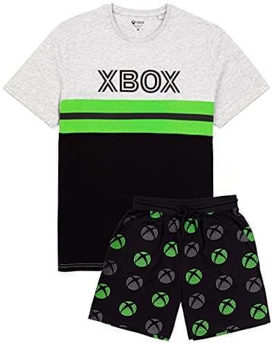 Image of Xbox Pyjamas For Men | Adults Green Black T-Shirt & Shorts Gamer Pjs | Game Console Merchandise Gifts XL