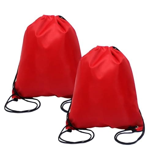 Image of DALOMGZL 2PCS Drawstring Bags, PE Gym Bag,Sling, Swing, and Go with Swimming Bag for Men & Women, Ideal PE Waterproof Scratch Resistant Bag for School, gym, Holidays, Travel & beach bags(Red)