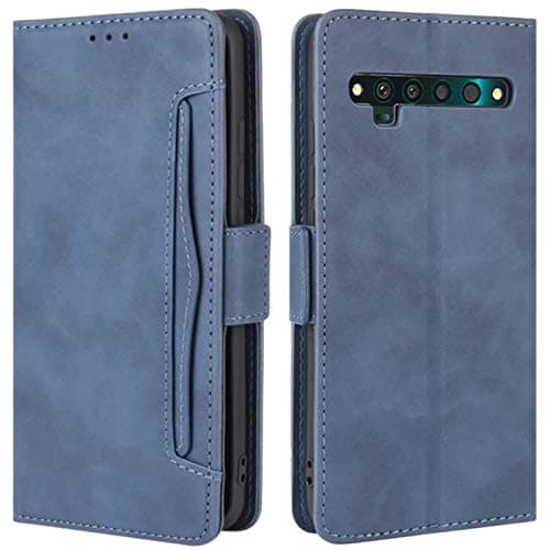 Image of HualuBro Case for TCL 10 Pro Phone Case, Magnetic Full Body Protection Shockproof Stand Folio Flip PU Leather Wallet Case Cover with Card Holder (Blue)