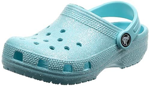 Image of Crocs Unisex Kids Classic Glitter Clog K Clogs, Ice Blue, 6 UK Child