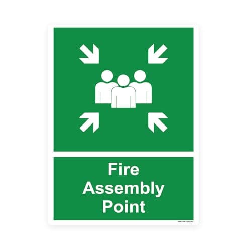 Image of RDLCAR Fire Assembly Point Sign 1mm Rigid Plastic Pack of 1 Durable Assembly Point Sign Weatherproof Fire Safety Signs 300mm x 400mm Outdoor Safety Compliance