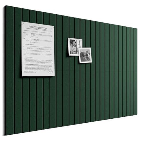 Image of Bumusty Large Cork Board Alternative-36 x 24" Felt Bulletin Board Tiles, with 30 Pushpins, 40 Adhesive Tabs, 6-Pack Slat Wall Paneling, Cork Boards for Office Push Pin Board Felt Board-Pine Green