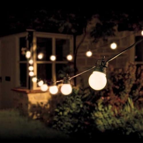 Image of Garden Mile 9.5m Garden Festoon Lights Mains Powered 10 White LED Indoor & Outdoor Lighting - Waterproof Connectable Warm White String Lights for Gazebos, Weddings, Party Decorations & Home Lighting