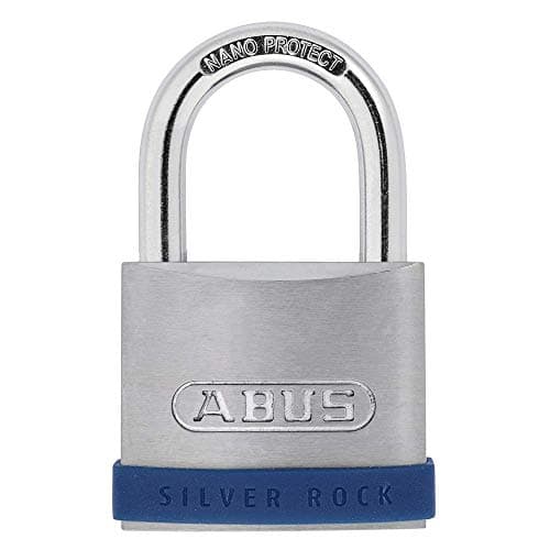 Image of ABUS Silver Rock 5/40 Padlock Made of Solid zinc - with Silicone Protective Frame - Cellar Lock and Much More. - ABUS Security Level 5 - Blue/Silver