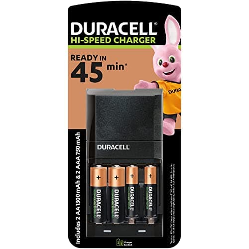 Image of Duracell CEF27EU 45 Minute Charger with 2 AA/AAA Batteries, Black