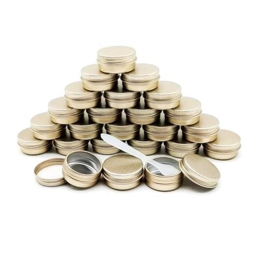 Image of Wopanxye 24pcs Aluminum Tin Jars, 10ml Empty Cosmetic Container Pots, Travel Makeup Tin with Screw Lids, 10g Refillable Small Cosmetic Pot for Eyeshadow Cream Sample Lip Balm Powder Candle, Matte Gold