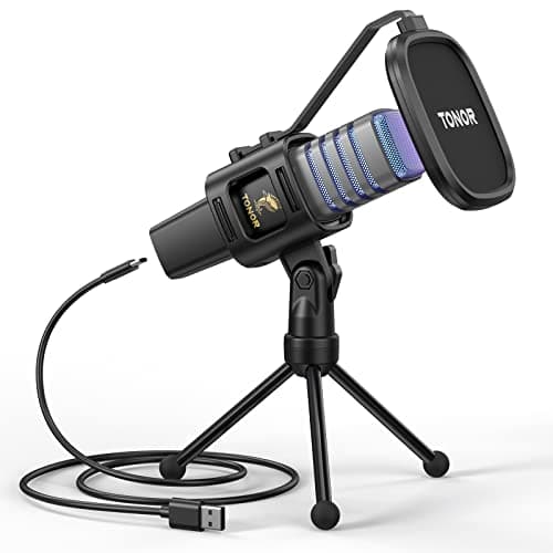 Image of TONOR RGB USB Microphone, Cardioid Condenser Computer PC Mic with Tripod Stand, Pop Filter, Shock Mount for Gaming, Streaming, Podcasting, YouTube, Twitch, Compatible with Laptop Desktop,TC30 with RGB