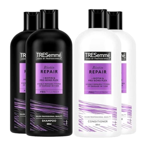 Image of TRESemmé 2x Shampoo & 2x Conditioner Bundle 680ml Each | Biotin Repair Hair Care Set | Strengthening & Nourishing Formula with Biotin & Pro-Bond Complex for Damaged, Weak, Breakage-Prone Hair