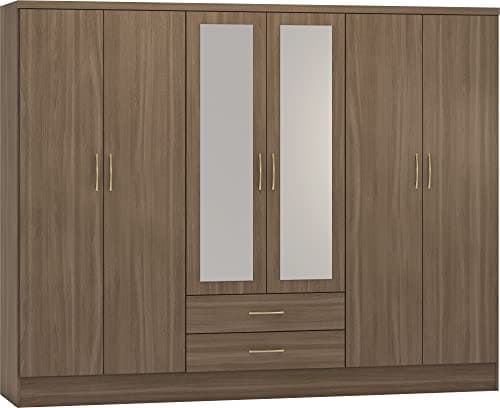 Image of Seconique Nevada 6 Door 2 Drawer Wardrobe in Rustic Oak Effect