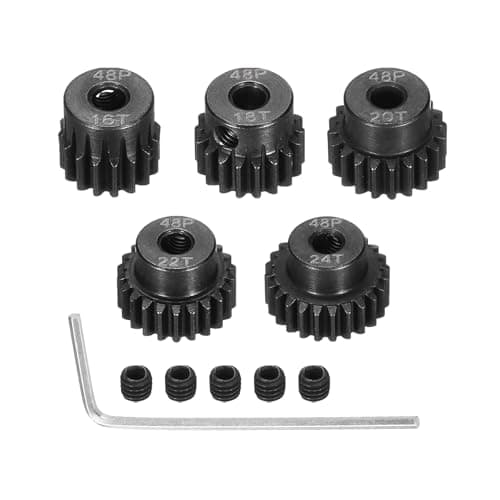 Image of Rebower 48 P Steel Pinion Gear Set 16T 18T 20T 22T 24T for 3.175 mm Shaft Hardened Steel Pinion Gear with Screws and Hexagonal Wrench for RC Car Motor
