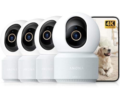 Image of Anona Pano 4K UHD Indoor Security Camera 4 Pack, 360° Pan-Tracking Dome Camera for Home Security, Wi-Fi 6 with Person/Pet/Baby Cry Detection, 2-Way Audio & Privacy Mode | Alexa Compatible