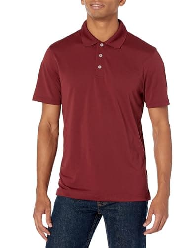 Image of Amazon Essentials Men's Golf Polo Shirt, Short Sleeve, Slim-Fit, Quick-Dry, Rich Burgundy, XL