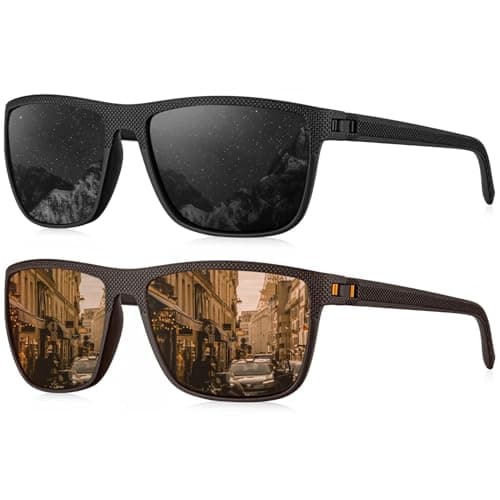 Image of HENGOSEN Sunglasses Mens Polarised, Classic Vintage Sun Glasses, Lightweight Frame UV400 Protection for Driving Fishing Cycling