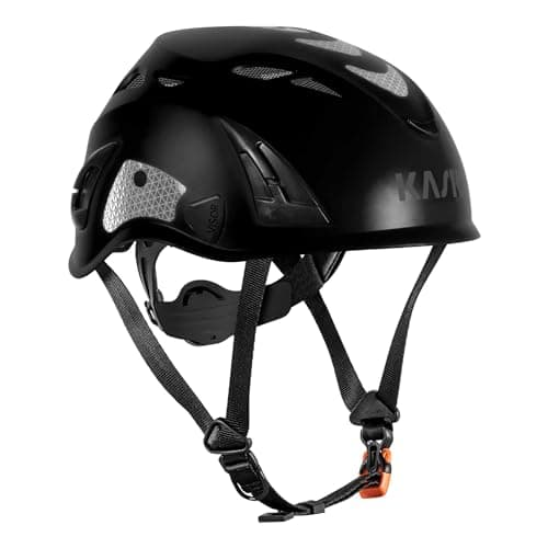 Image of KASK Safety Helmet Superplasma HI VIZ - Industrial Safety Helmet, Adjustable Wheel, Reflective Strips, EN 397, Color: Black