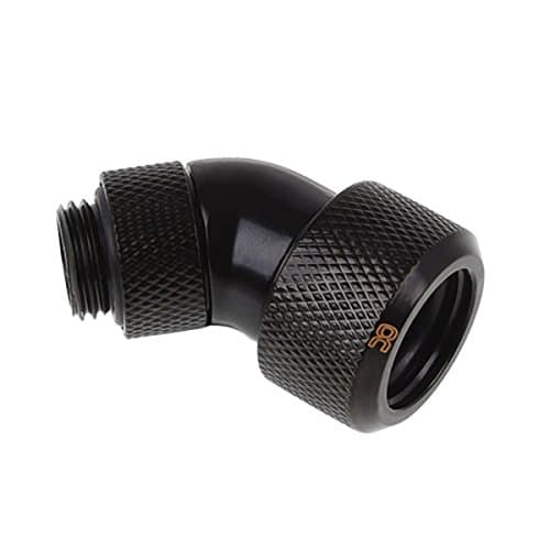Image of Alphacool icicle, 16 mm, hardtube screw-on brass pipe fitting, 45°, G1/4, deep black