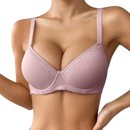 Image of Super Push Up Bra 2 Sizes Bigger Padded Push Up Shockabsorber Sports Bra Sexypadded Support Underwire Bralettes Soft Comfort Full Coverage Adjustable Straps T ShirtPlunge Bra (34B)