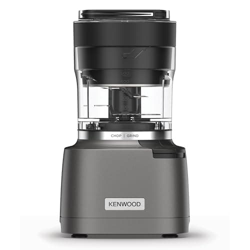 Image of Kenwood Duo Prep CHP80.000SI Model 2024, 2-in-1 Chopper and Grinder with Serrated Quad Blades, Compact High-Speed Grinder, Non-Slip Bottom, Dishwasher Safe, 800 W, Silver
