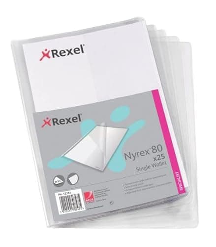 Image of Nyrex Single Wallet A4 Clear (Pack of 25) 12181+FINCHLEY Pen Free