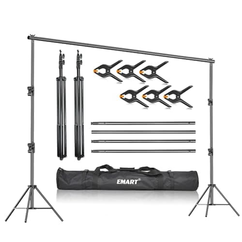Image of EMART Photography Backdrop Stand 2.8x3m (9x10ft) Heavy Duty Photo Background Stand Kit Adjustable Support for Studio Video Photographic Party Back Drop Poles