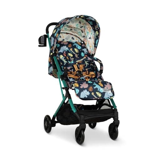 Image of COSATTO Woosh 4 Pushchair – Lightweight Stroller Birth to 25kg - One Hand Easy Fold, Compact, Telescopic Handle, Extra Large Shopping Basket, Cup Holder, Bumper Bar & Raincover (Diggin' Dinos)
