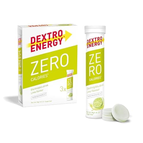 Image of Dextro Energy Zero Calories I Recovery and Hydration Electrolyte Drink I Zero Effervescent Tablets I Lime | 3 Tubes, 60 Tablets |