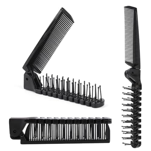 Image of 3pcs Folding Comb Travel Foldable Brush Comb Portable Hair Brush, Pocket Hair Brush for Men, Double Headed Hair Brush Hairdressing Tools Plastic Folding Comb Anti-Static Hair Comb Mini Pocket Comb