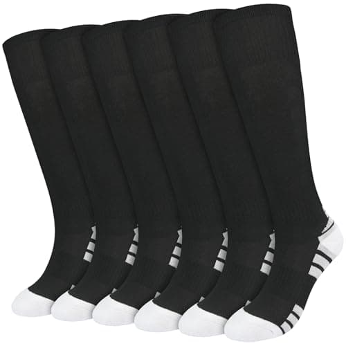 Image of Smlper Boys Girls Football Socks 3 Pairs,Kids Knee High Sports Socks with Cushioned Sole & Arch Support, Training Socks for Football, Rugby, Hockey (UK, Age, 9 Years, 12 Years, Regular, 3Black)