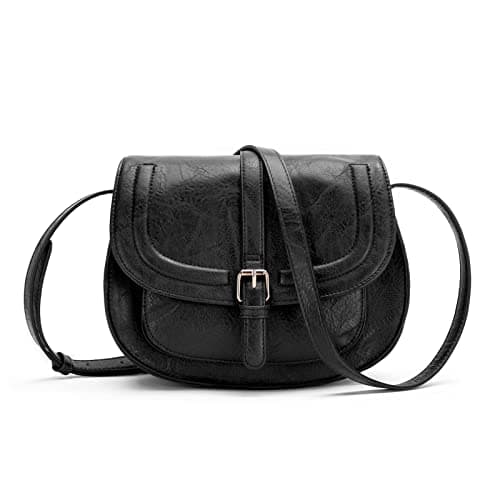 Image of AFKOMST Crossbody Bag for Women Small Satchel and Shoulder Bag Vintage Saddle Handbags Vegan Leather